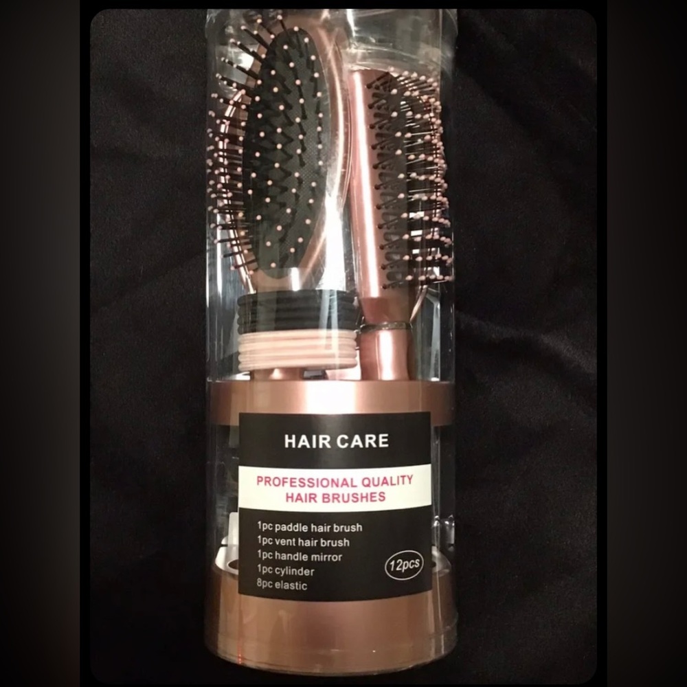 NIB 12 Piece Professional Quality Hair Car Set in Rose Gold.